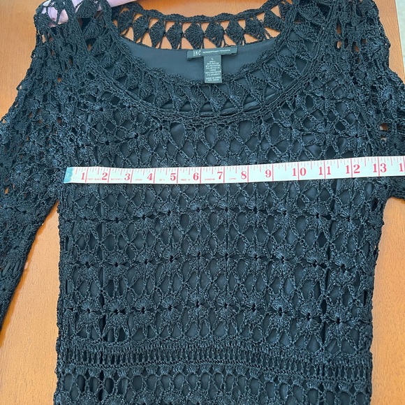 INC black crochet dress with metallic threading, L - Picture 3 of 6